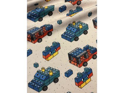 Žebrovaný úplet - Lego autíčka