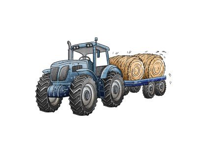 Nažehlovačka na oblečení - Traktor s vlečkou Š18cm x D11cm