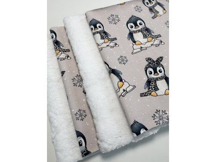 DIY set na čepici a nákrčník - Zimní tučňáci